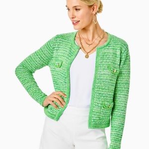 Lilly Pulitzer Green Tweed Knit Cardigan